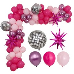 99Pcs Hot Pink Balloon Garland Kit Princess Party Decorations Disco Ball Pink…