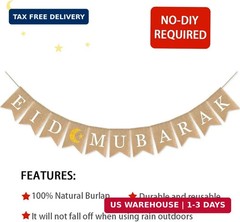 Eid Mubarak Banner Mubarak Party Decoration Ramadan Party Decorations Supplies (