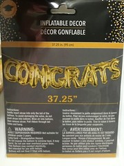 CONGRATS Gold Balloon 37.25″ Inflatable Party Decoration w/ Hang Ribbon NEW