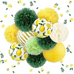 Wedding Party Decorations Set, 12 PCS Yellow Green White Lemon Pattern Paper …