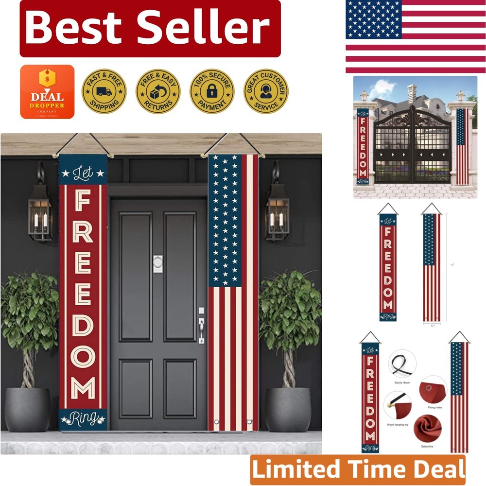 Vibrant Red, White & Blue Hanging Banners for 4th of July Celebrations (2-pack)
