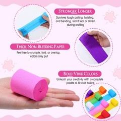 160 Rolls Crepe Paper Streamers Rainbow Party Decor Birthday Wedding Crafts Kit