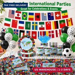 160 Pcs World Flags Party Supplies,International Party Decorations Set with Coun