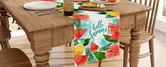 Watercolor Pineapple Watermenlon Summer Table Runner Summer Hawaiian Party