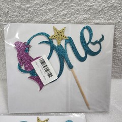 1 Year Old Cake Topper, Baby Shower Mermaid Princess Happy Birthday Photo Props