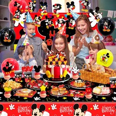 Disney Mickey Mouse Birthday Supplies Party Decoration Tableware Balloons Plates