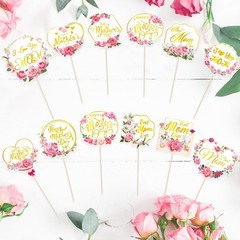12 Pcs Happy Mothers Day Cupcake Topper, Flower Gold Foil Shape Mother’s Day …
