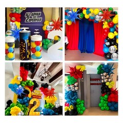 137pcs Red Blue Yellow Green Black Balloon Arch Garland Kit with Balloons for…
