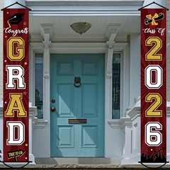 Festive Indoor/Outdoor Maroon & Gold Graduation Banners – Class of 2026 Signage