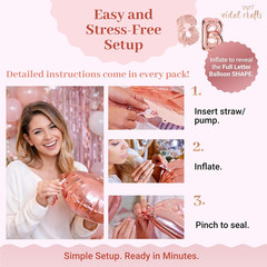 VIDAL CRAFTS 71-Piece Rose Gold Birthday Decorations for Women – Party Backdrop