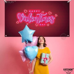 KatchOn, Happy Valentines Day Banner – XtraLarge 72×44 Inch | Neon Red,