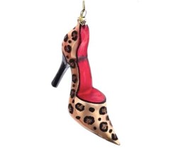 Leopard Stiletto Shoe Glass Ornament – Luxury Manolo High heel Drag Sexy Fashion