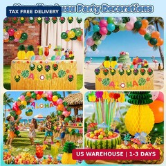 200 Pcs Aloha Luau Party Decorations Set, Hawaiian Tropical Summer Beach Party S