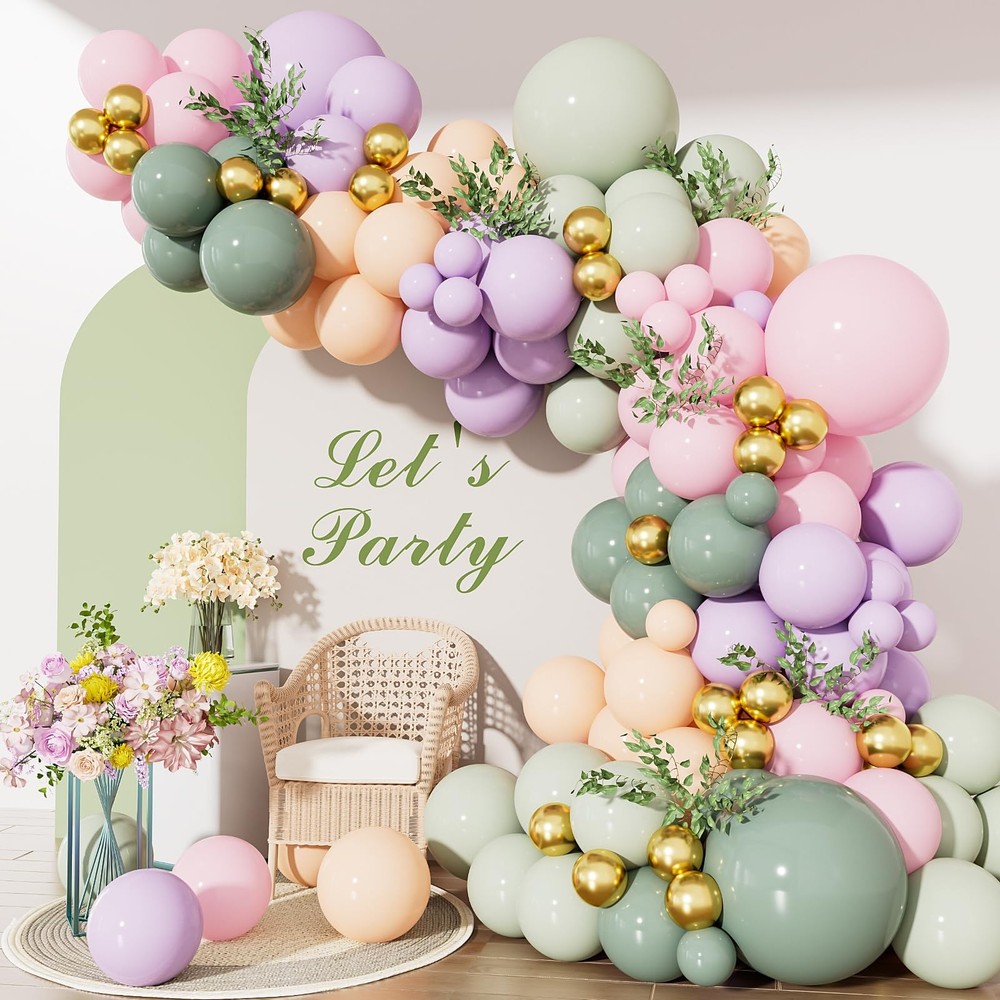 Fairy Balloon Arch Kit â€“ 159PCS Pastel Pink Purple Dusty Blue Green Orange