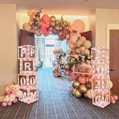 8 PCS Pink 2026 Prom Graduation Decor Boxes 12 Inch Column Photo Booth Prop