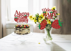 12 Pcs Strawberry Baby Shower Decorations a Berry Sweet Baby Is on the Way