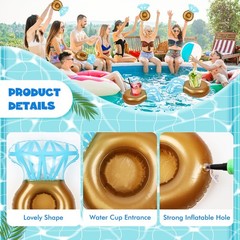 12Pack Ring Inflatable Drink Holder, Drink Floaties Floats Cup for Swimming P…