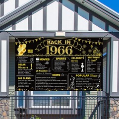 60th Birthday Party Decorations – Vintage 1966 Banner & Backdrop for Men & Women