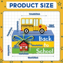 Rustic 4-Pc Wood Bus Centerpiece & Mini Book Set – Back to School Decor