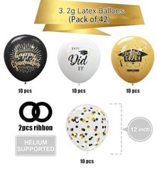 75 Pack Graduation Party Decorations Balloons Set – 12 Inch Black Gold Gradua…