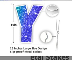Happy Birthday Yard signs 15, Large size 16” waterproof Slip-proof Metal Stakes