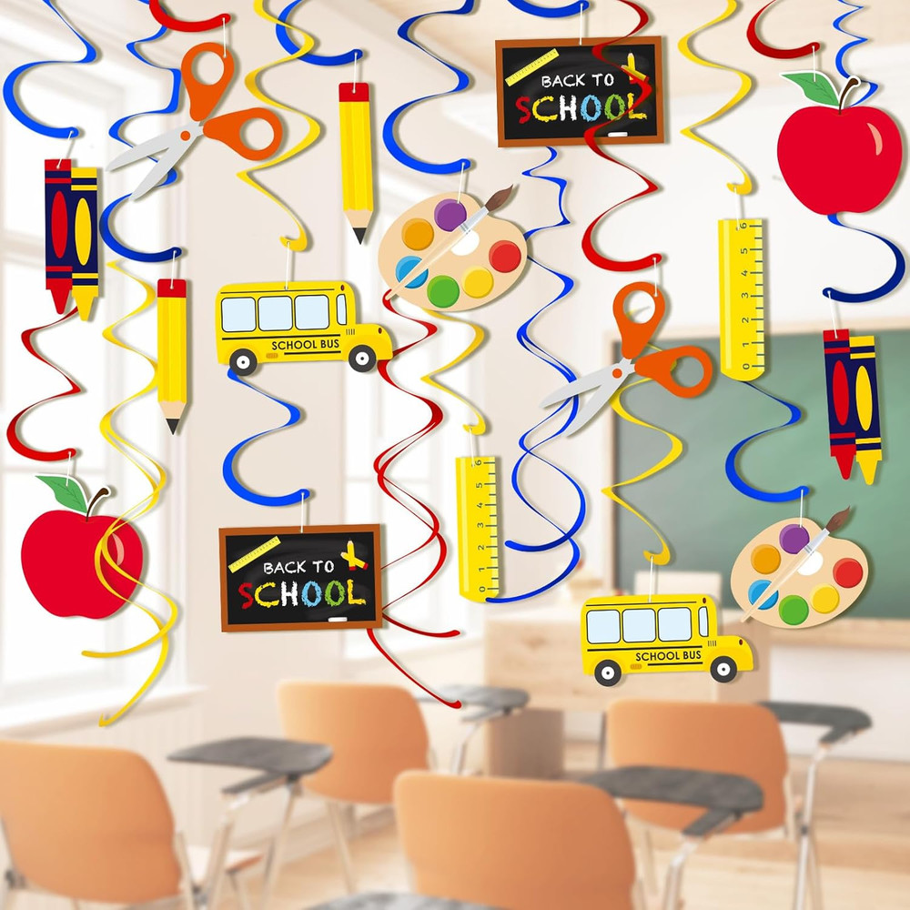 46 PCS Back to School Decorations Hanging Swirls – First Day of School Hanging D