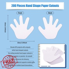 MixTeach White Hand Cutouts Paper 200 Pcs Kids Craft