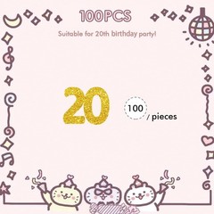 100 PCS Number 20 Confetti Gold Glitter Paper Scatter 20th Birthday Decor