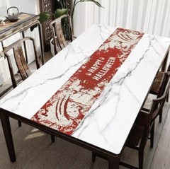 Halloween Table Runner Black & Orange Red Linen – 14 x 71 Inches – Non-Slip – UK
