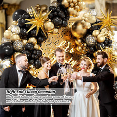 Black and Gold Balloon Garland Arch Kit for Graduation, New Year, Birthday Decor
