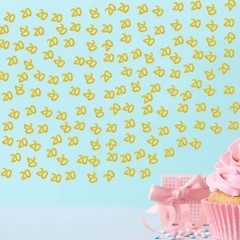 100 PCS Number 20 Confetti Gold Glitter Paper Scatter 20th Birthday Decor