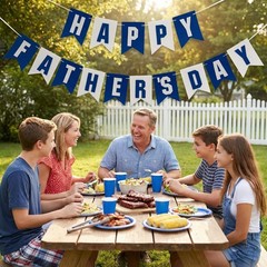 Blue Father’s Day Banner – Pre-assembled for Quick, Elegant Celebrations