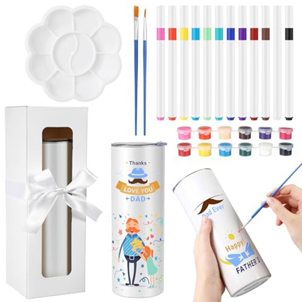20oz DIY Mug Set with for acrylic Paints and Markers for Personalized Drinkware