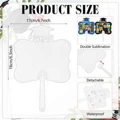 12 Pcs Sublimation Graduation Fans Blank with Handle 6.7 x 6.3 Personalized D…