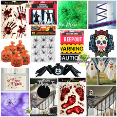 HALLOWEEN DECORATIONS🦇Window Silhouette Door Cover Spider Pumpkin Blood Ghost👻