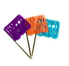 Set of 24 Pcs Multi-Colored Mini Mexican Paper Papel Picado Tissue Banner Fla…