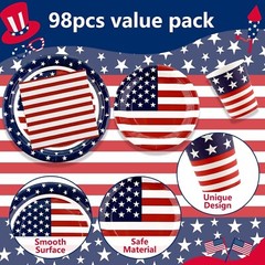 Patriotic Party Themed Disposable Tableware (Plates, Napkins, Cups)