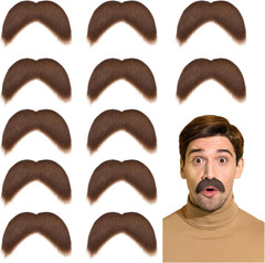 12 Pcs Fake Mustaches Handlebar Self Adhesive Stick on Mustache