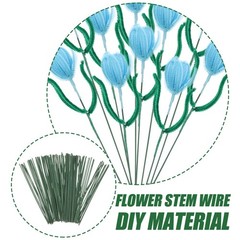 100Pcs Green Metal Flower Rods Flexible Floral Wire for Artificial Flower Craft
