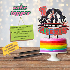 VENOM Tableware party supplies decoration balloons theme birthday cupcake topper