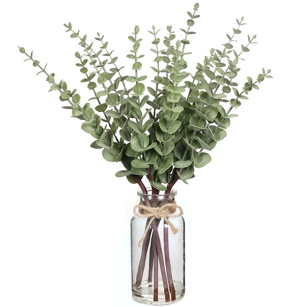VIERENA 17.5″ Artificial Eucalyptus Stems in Glass 17.5 inches, Sage Green