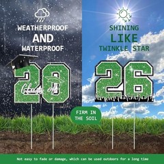 Graduation Yard Sign 2026, 8pcs Large Plastic Graduation Yard Green,Black,White
