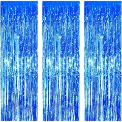 2 Metallic Tinsel Foil Fringe Curtains 3.2 ft x 6.6 ft Baby Shower Gender Reveal