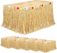 Natural Grass Table Skirts for Luau Party