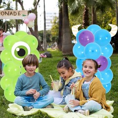 2 Sets Cartoon Monster Balloon Column Stand Kit Blue Purple Lime Green Adjust…