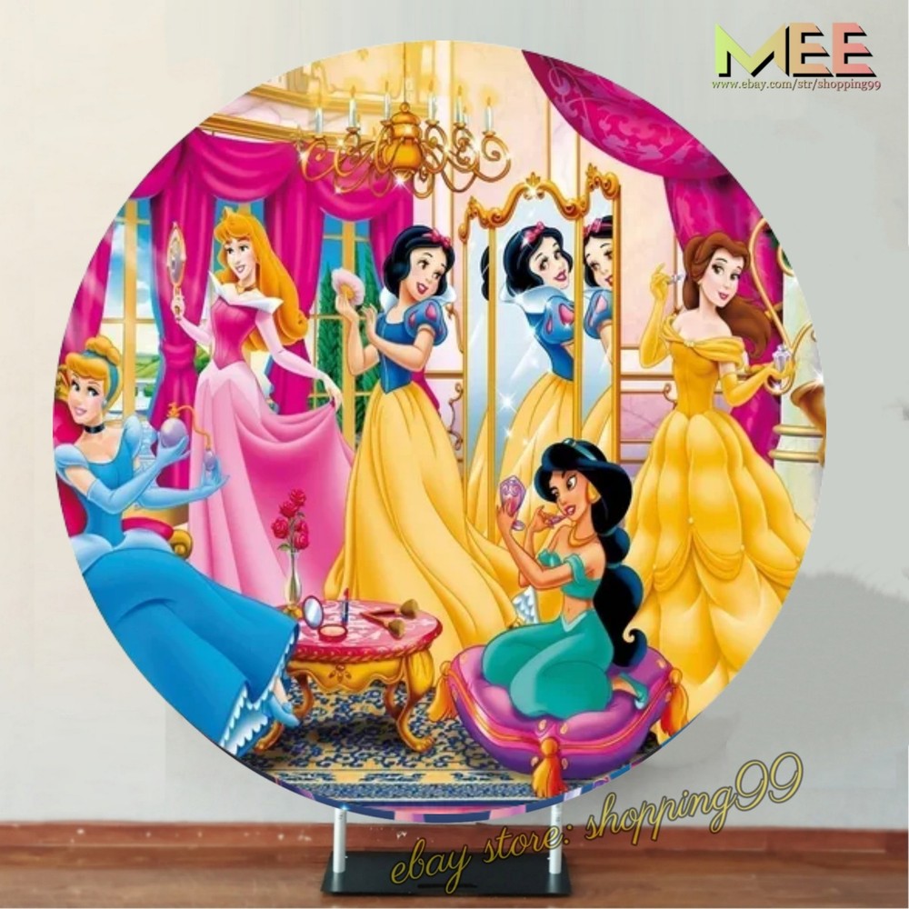 Round Palace Princesses Backdrop Cover Birthday Party Background Decorations