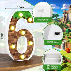 Pixel Light up Numbers Led Pixel Light for Home Birthday Party Decoration, Game