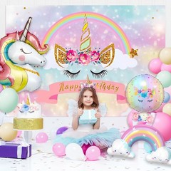 Decoracion De Unicornio Arcoiris Para Cumpleaños Globos Fondos 142 Piezas Niñas