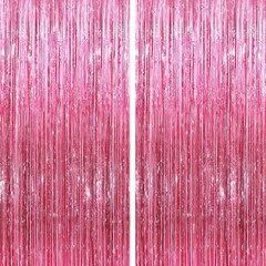 2Pack Silver Metallic Tinsel Foil Fringe Curtains, Door Streamer Photo Booth Bac