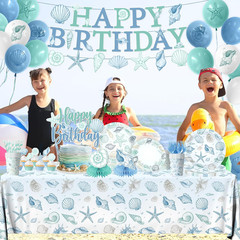 Seashell Birthday Decorations 190Pcs Ocean Beach Party Supplies Set for 24 Guest